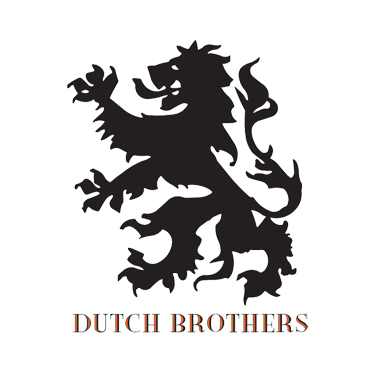 Black lion rampant silhouette above the text DUTCH BROTHERS in orange capital letters.